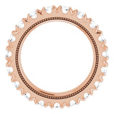 14K Gold Round Natural Diamond Milgrain French-Set Eternity Band – 3 mm Stones - Rose Gold - view 2