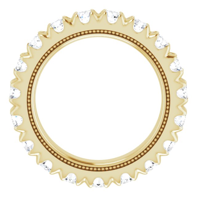 14K Gold Round Natural Diamond Milgrain French-Set Eternity Band – 3 mm Stones - Yellow Gold - view 2