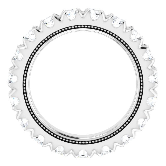 Platinum Round Lab-Grown Diamond Milgrain French-Set Eternity Band – 3 mm Stones - view 2