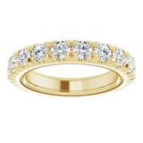 14K Gold Round Natural Diamond Milgrain French-Set Eternity Band – 3 mm Stones - Yellow Gold - view 3