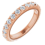 14K Gold Round Natural Diamond Milgrain French-Set Eternity Band – 2.5 mm Stones - Rose Gold