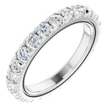 Platinum Round Natural Diamond Milgrain French-Set Eternity Band – 2.5 mm Stones