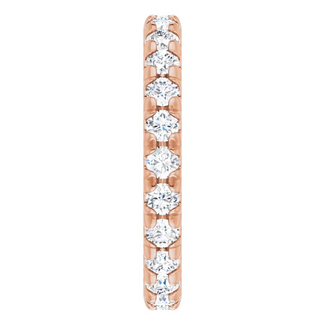 14K Gold Round Lab-Grown Diamond Milgrain French-Set Eternity Band – 2.5 mm Stones - Rose Gold - view 4