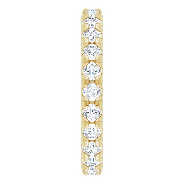 14K Gold Round Lab-Grown Diamond Milgrain French-Set Eternity Band – 2.5 mm Stones - Yellow Gold - view 4