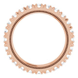 14K Gold Round Lab-Grown Diamond Milgrain French-Set Eternity Band – 2.5 mm Stones - Rose Gold - view 2