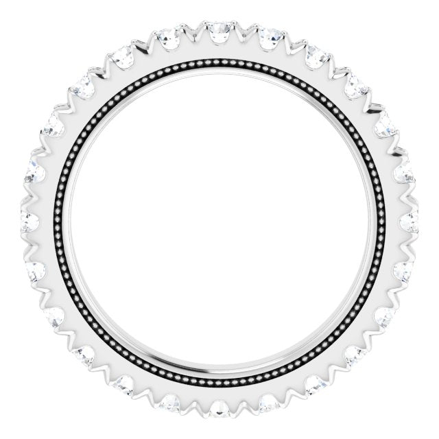 Platinum Round Natural Diamond Milgrain French-Set Eternity Band – 2.5 mm Stones - view 2