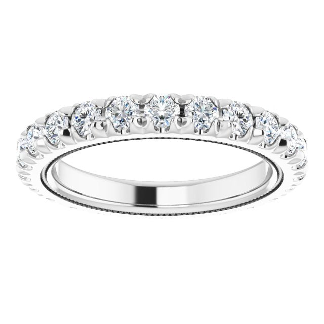 Platinum Round Natural Diamond Milgrain French-Set Eternity Band – 2.5 mm Stones - view 3