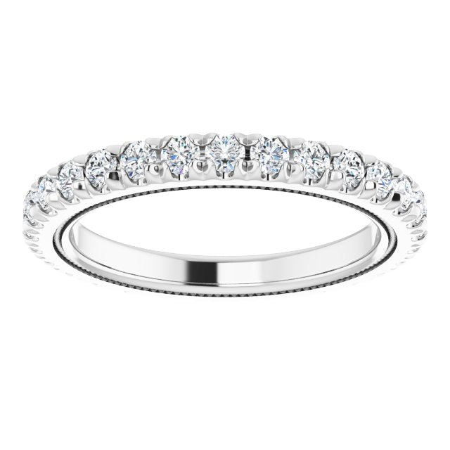 Platinum Round Lab-Grown Diamond Milgrain French-Set Eternity Band – 2 mm Stones - view 3