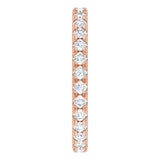 14K Gold Round Natural Diamond Milgrain French-Set Eternity Band – 2 mm Stones - Rose Gold - view 4
