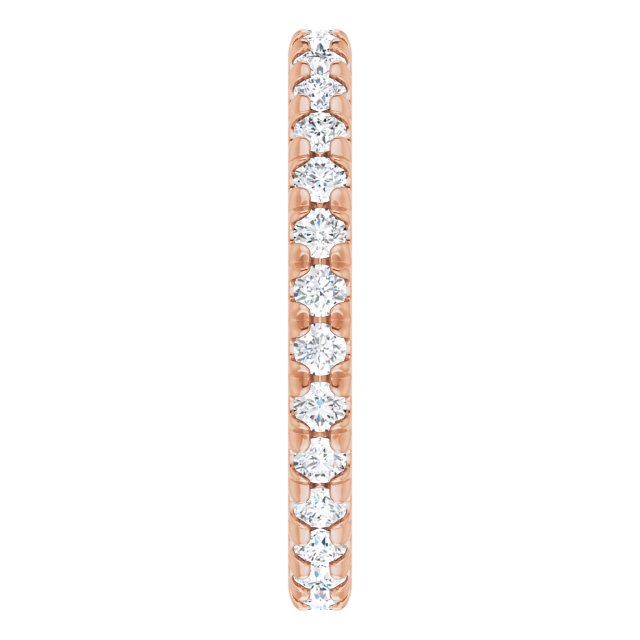14K Gold Round Natural Diamond Milgrain French-Set Eternity Band – 2 mm Stones - Rose Gold - view 4