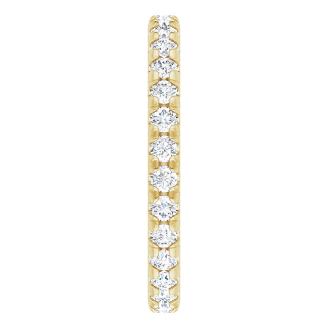 14K Gold Round Natural Diamond Milgrain French-Set Eternity Band – 2 mm Stones - Yellow Gold - view 4