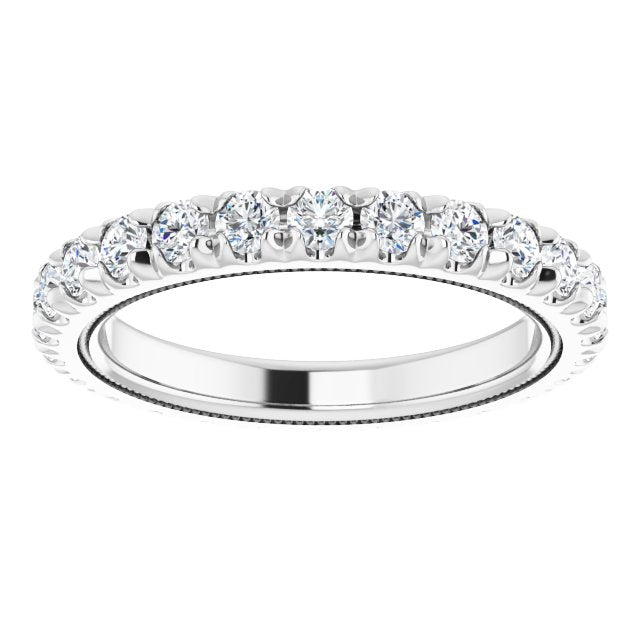 Platinum Round Natural Diamond Milgrain French-Set Eternity Band – 2.5 mm Stones - view 3