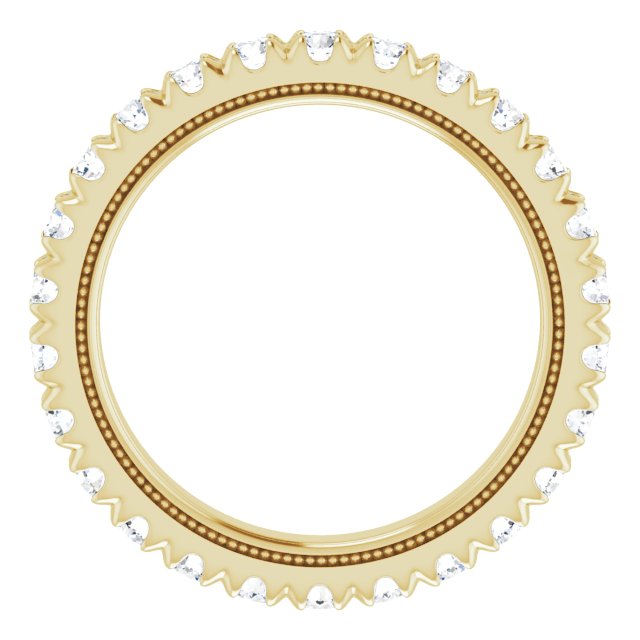 14K Gold Round Lab-Grown Diamond Milgrain French-Set Eternity Band – 2.5 mm Stones - Yellow Gold - view 2