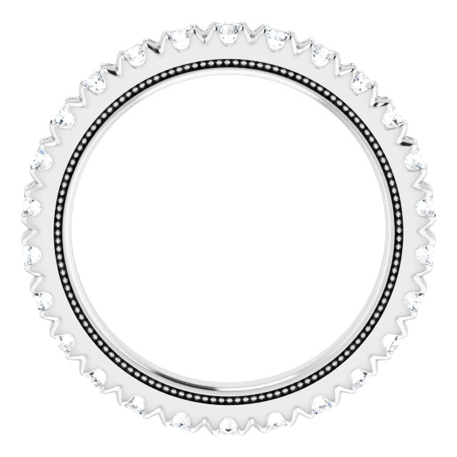 Platinum Round Natural Diamond Milgrain French-Set Eternity Band – 2.5 mm Stones - view 2