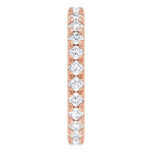 14K Gold Round Lab-Grown Diamond Milgrain French-Set Eternity Band – 2.5 mm Stones - Rose Gold - view 4