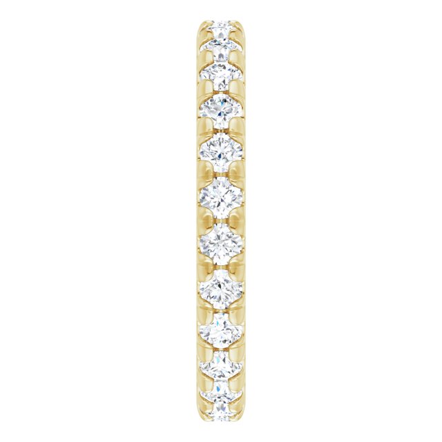 14K Gold Round Natural Diamond Milgrain French-Set Eternity Band – 2.5 mm Stones - Yellow Gold - view 4