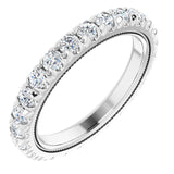 14K Gold Round Natural Diamond Milgrain French-Set Eternity Band – 2.5 mm Stones - White Gold