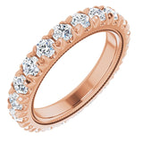 14K Gold Round Natural Diamond Milgrain French-Set Eternity Band – 3 mm Stones - Rose Gold