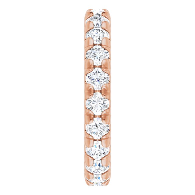 14K Gold Round Lab-Grown Diamond Milgrain French-Set Eternity Band – 3 mm Stones - Rose Gold - view 4