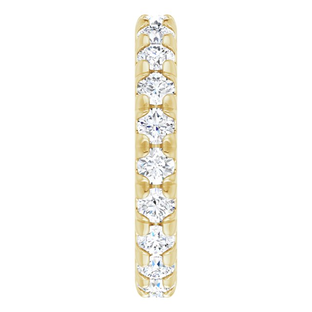 14K Gold Round Natural Diamond Milgrain French-Set Eternity Band – 3 mm Stones - Yellow Gold - view 4