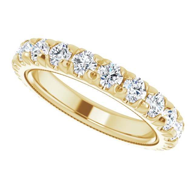 14K Gold Round Lab-Grown Diamond Milgrain French-Set Eternity Band – 3 mm Stones - Yellow Gold - view 5