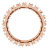 14K Gold Round Natural Diamond Milgrain French-Set Eternity Band – 3 mm Stones - Rose Gold - view 2