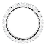 14K Gold Round Lab-Grown Diamond Milgrain French-Set Eternity Band – 3 mm Stones - White Gold - view 2