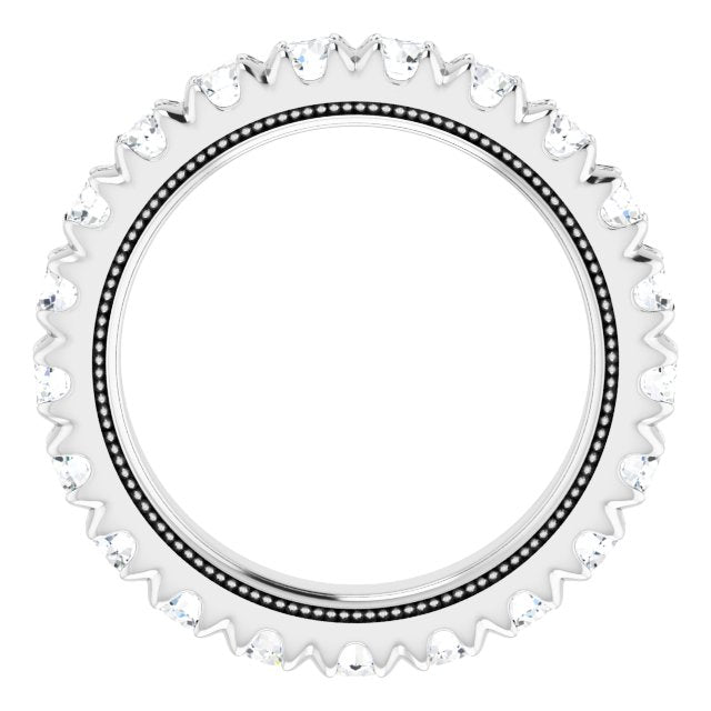 Platinum Round Lab-Grown Diamond Milgrain French-Set Eternity Band – 3 mm Stones - view 2