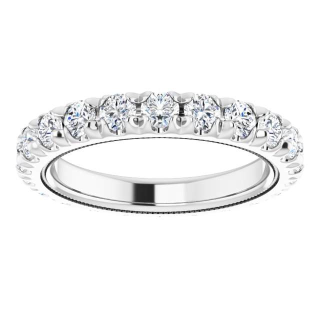 Platinum Round Natural Diamond Milgrain French-Set Eternity Band – 3 mm Stones - view 3