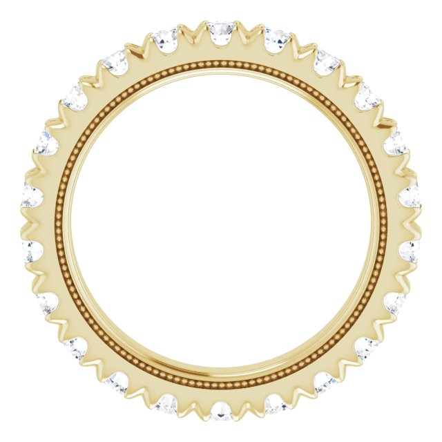 14K Gold Round Lab-Grown Diamond Milgrain French-Set Eternity Band – 3 mm Stones - Yellow Gold - view 2