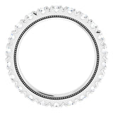 Platinum Round Natural Diamond Milgrain French-Set Eternity Band – 3 mm Stones - view 2