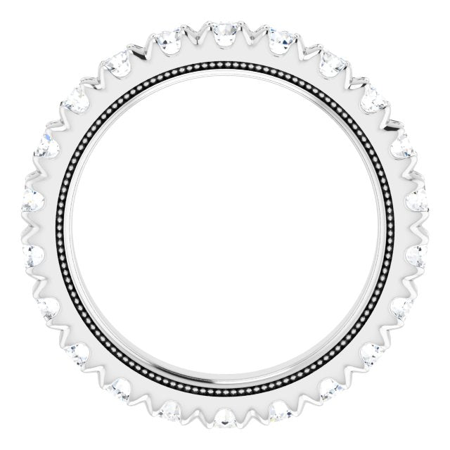 Platinum Round Lab-Grown Diamond Milgrain French-Set Eternity Band – 3 mm Stones - view 2