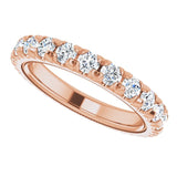 14K Gold Round Natural Diamond Milgrain French-Set Eternity Band – 3 mm Stones - Rose Gold - view 5