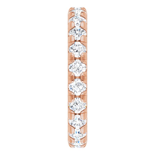 14K Gold Round Natural Diamond Milgrain French-Set Eternity Band – 3 mm Stones - Rose Gold - view 4
