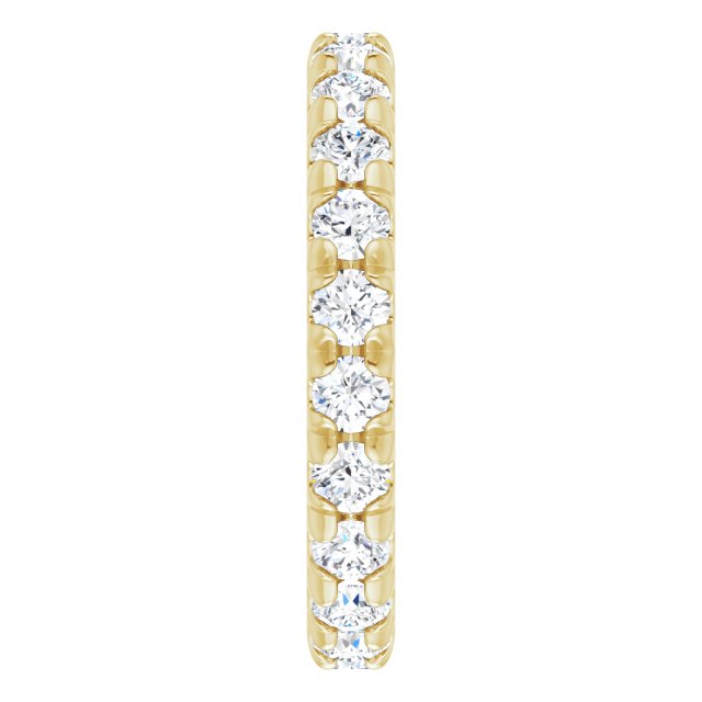 14K Gold Round Lab-Grown Diamond Milgrain French-Set Eternity Band – 3 mm Stones - Yellow Gold - view 4