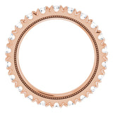 14K Gold Round Natural Diamond Milgrain French-Set Eternity Band – 3 mm Stones - Rose Gold - view 2