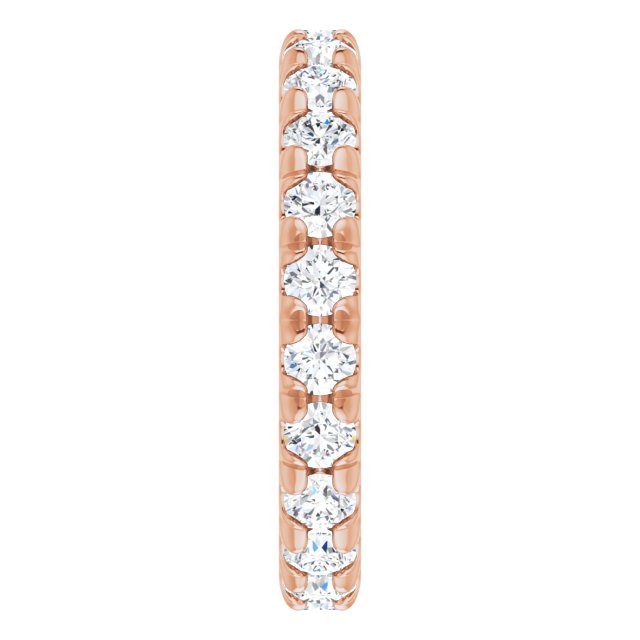 14K Gold Round Lab-Grown Diamond Milgrain French-Set Eternity Band – 3 mm Stones - Rose Gold - view 4