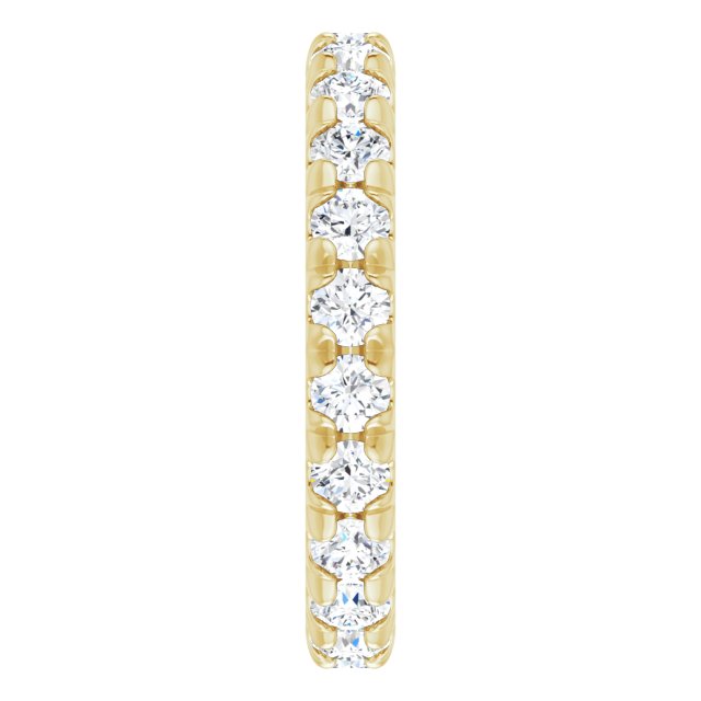 14K Gold Round Natural Diamond Milgrain French-Set Eternity Band – 3 mm Stones - Yellow Gold - view 4