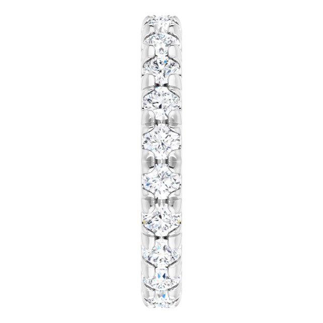 14K Gold Round Lab-Grown Diamond Milgrain French-Set Eternity Band – 3 mm Stones - White Gold - view 4