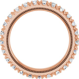 14K Gold Round Lab-Grown Diamond Milgrain French-Set Eternity Band – 2.5 mm Stones - Rose Gold - view 2