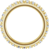 14K Gold Round Natural Diamond Milgrain French-Set Eternity Band – 2.5 mm Stones - Yellow Gold - view 2