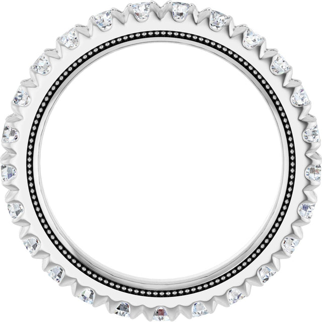 Platinum Round Natural Diamond Milgrain French-Set Eternity Band – 2.5 mm Stones - view 2