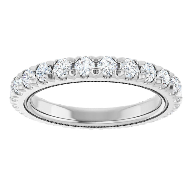 Platinum Round Natural Diamond Milgrain French-Set Eternity Band – 2.5 mm Stones - view 3