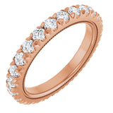 14K Gold Round Natural Diamond Milgrain French-Set Eternity Band – 2.5 mm Stones - Rose Gold