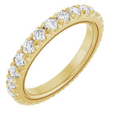 14K Gold Round Natural Diamond Milgrain French-Set Eternity Band – 2.5 mm Stones - Yellow Gold