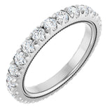 14K Gold Round Lab-Grown Diamond Milgrain French-Set Eternity Band – 2.5 mm Stones - White Gold