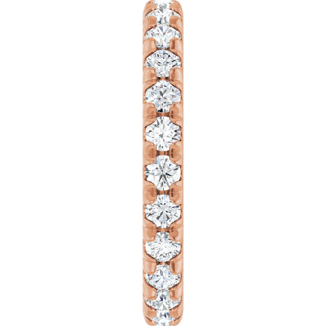 14K Gold Round Lab-Grown Diamond Milgrain French-Set Eternity Band – 2.5 mm Stones - Rose Gold - view 4