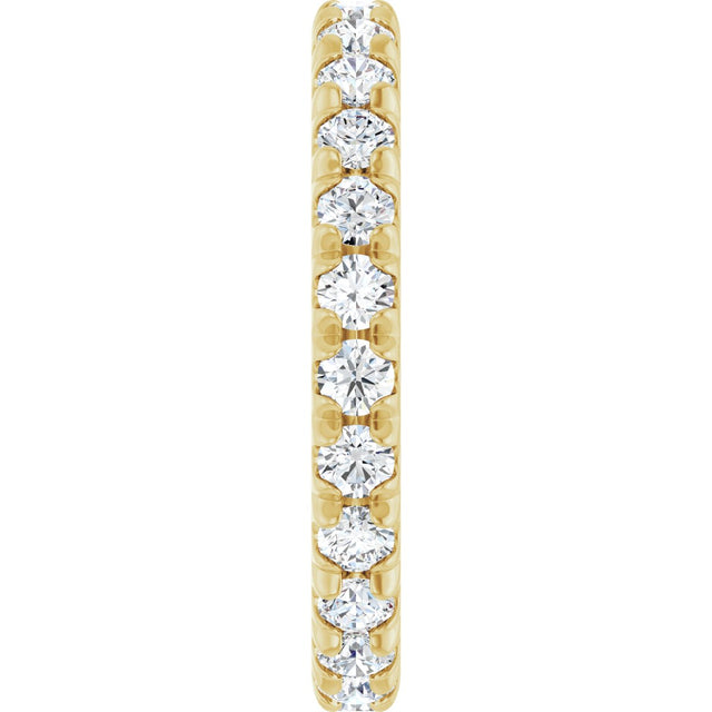 14K Gold Round Natural Diamond Milgrain French-Set Eternity Band – 2.5 mm Stones - Yellow Gold - view 4