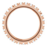14K Gold Round Lab-Grown Diamond Milgrain French-Set Eternity Band – 2.5 mm Stones - Rose Gold - view 2
