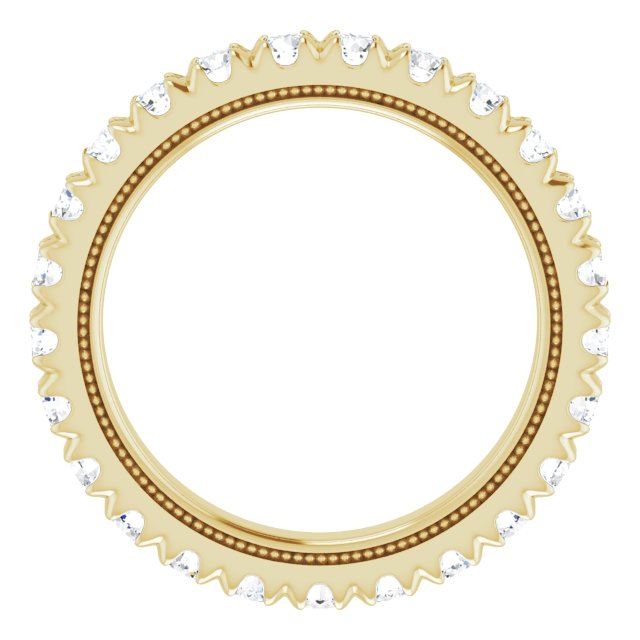 14K Gold Round Natural Diamond Milgrain French-Set Eternity Band – 2.5 mm Stones - Yellow Gold - view 2